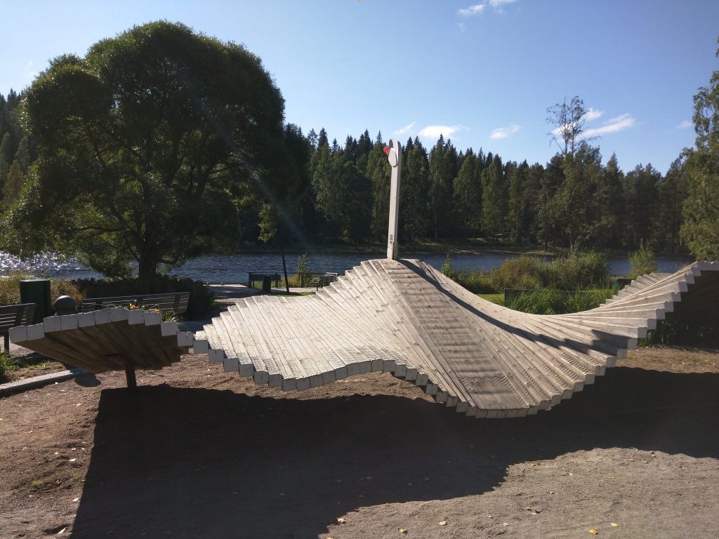 A wooden swan in Kangaslampi park, Jyväskylä, Finland